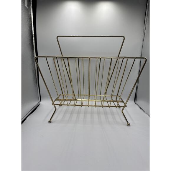 MCM Gold Tone Metal Magazine Rack - 15” H X 16 L X 9” W (approximately) - Picture 1 of 16
